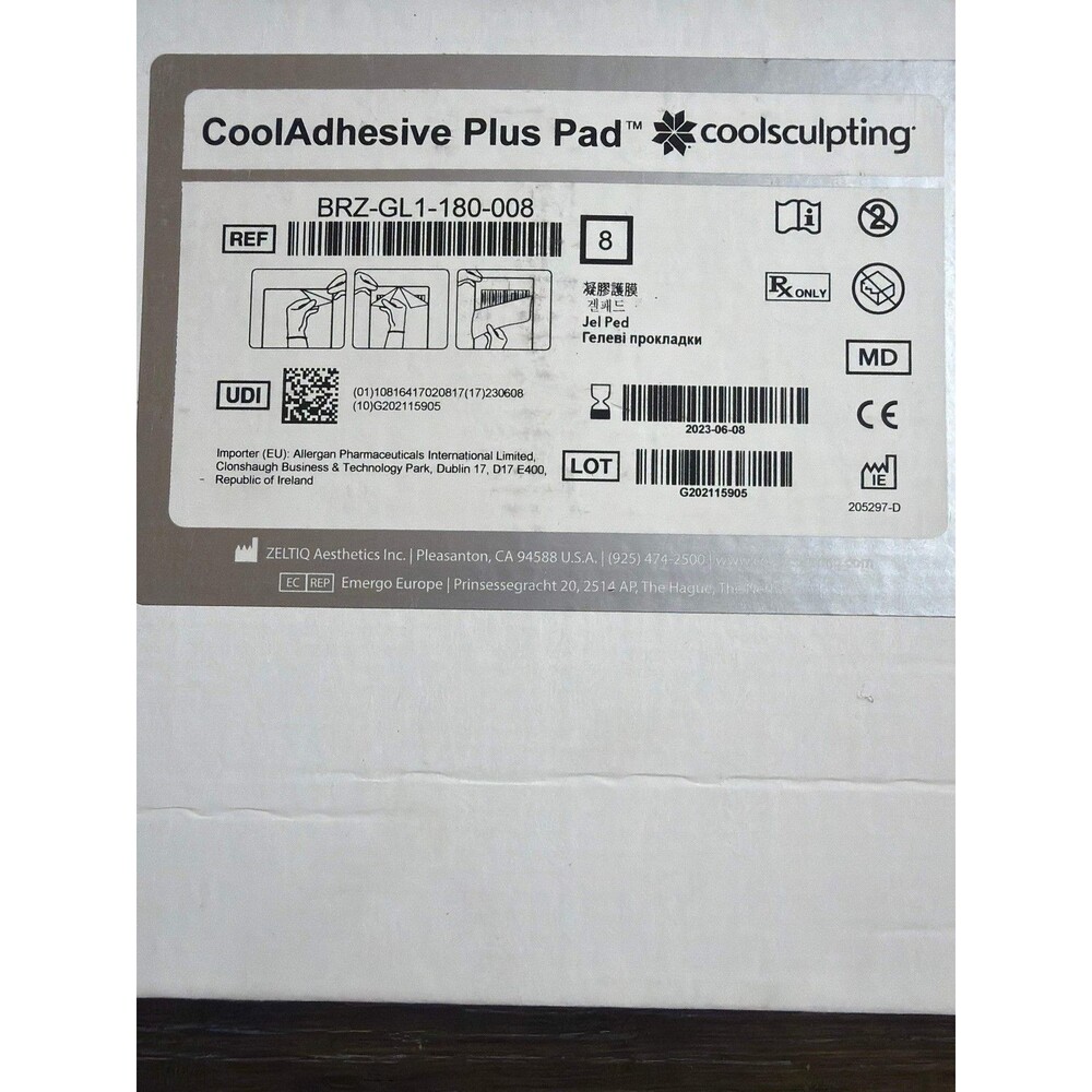 CoolSculpting CoolAdhesive Plus Pads REF BRZ-GL1-180-008 Box of 8 - Exp June 202